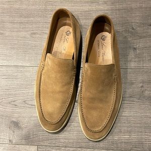 Loro Piana Suede Summer Walk Loafers (Light Wood Smoke color, size 42)